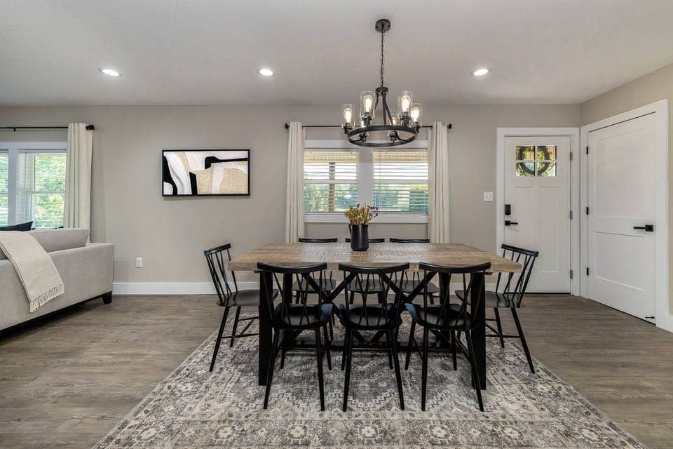The dining table with seating for 8 is the perfect place to enjoy those homecooked meals
