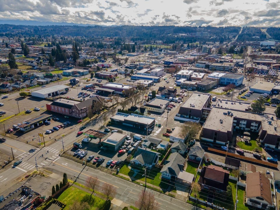 Aerial view of Puyallup, WA