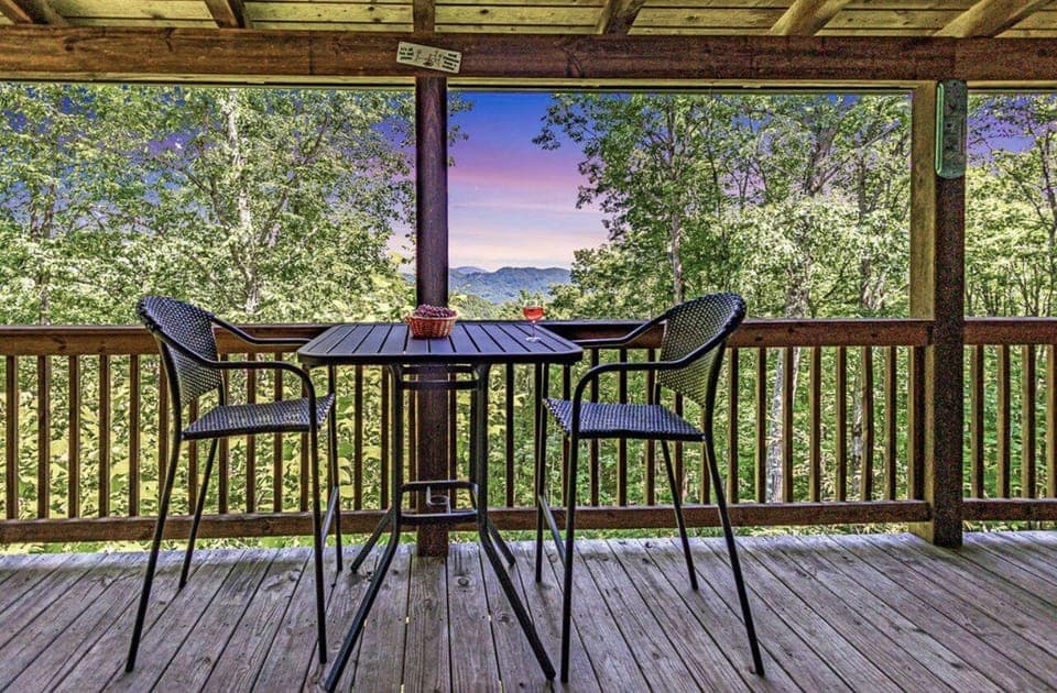 Sunset mountain view from back deck