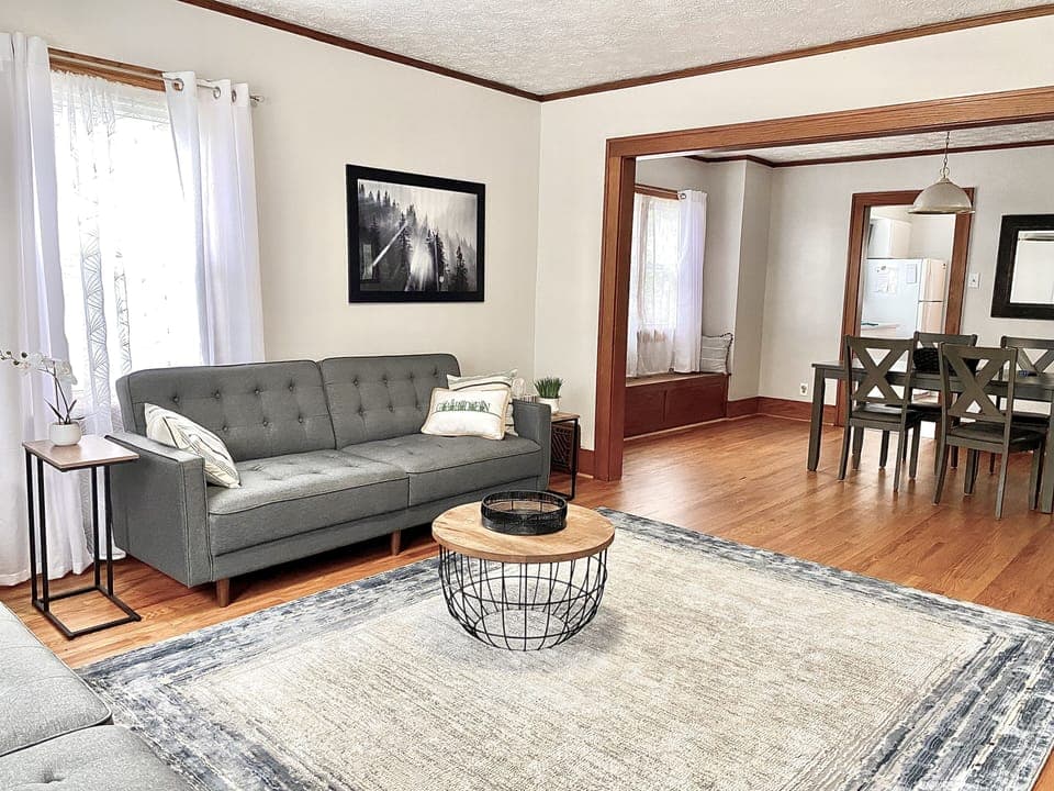 Living room and dining room