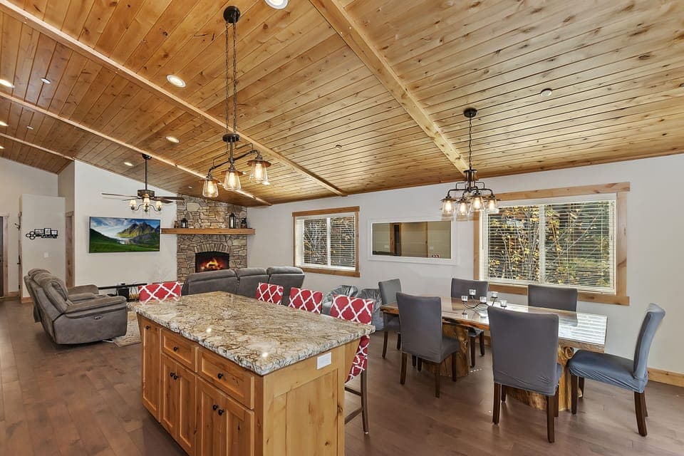 View of the dining area from the kitchen. Perfect for entertaining and gathering with family.