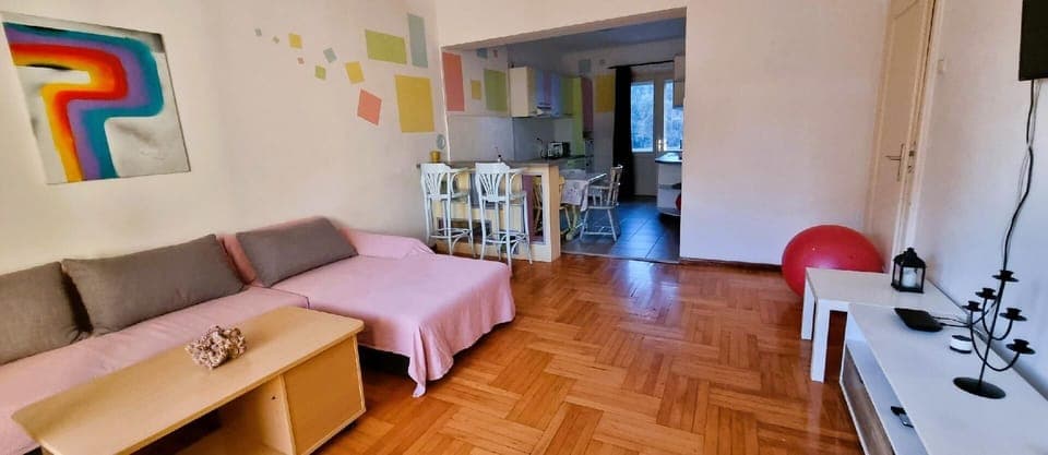 living room, kitchen, dining area