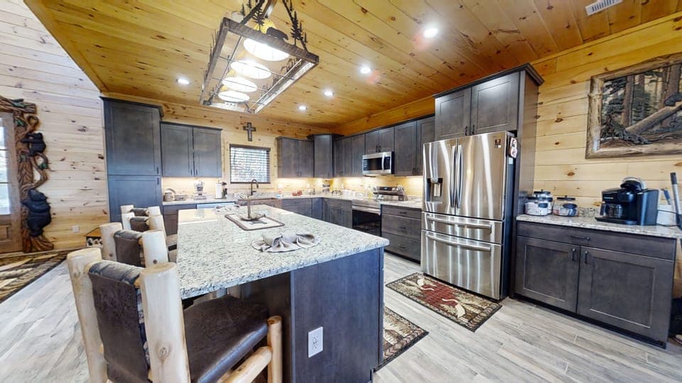 kitchen view from fireplace