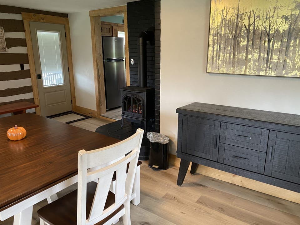 dining table and stove