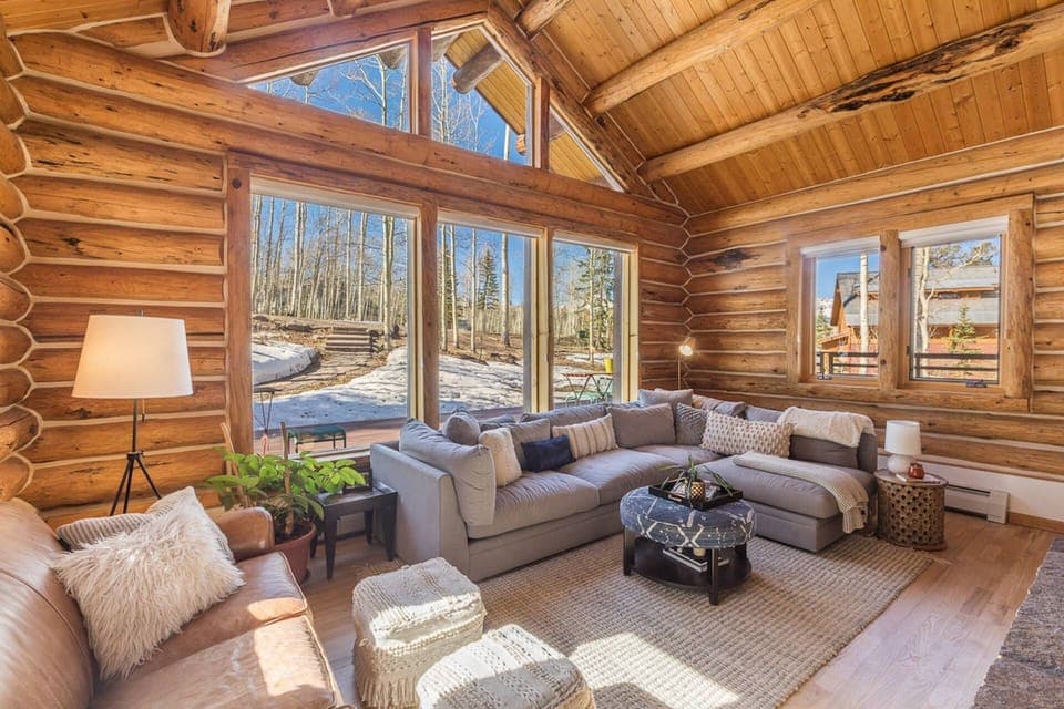 Comfortable living room flooded with natural light