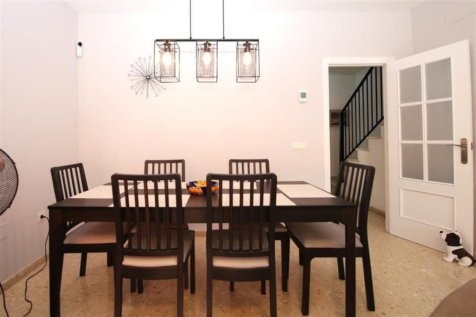 Modern dining area with space for six guests
