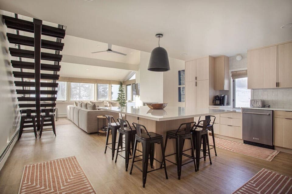 Main floor with Kitchen island with seating
