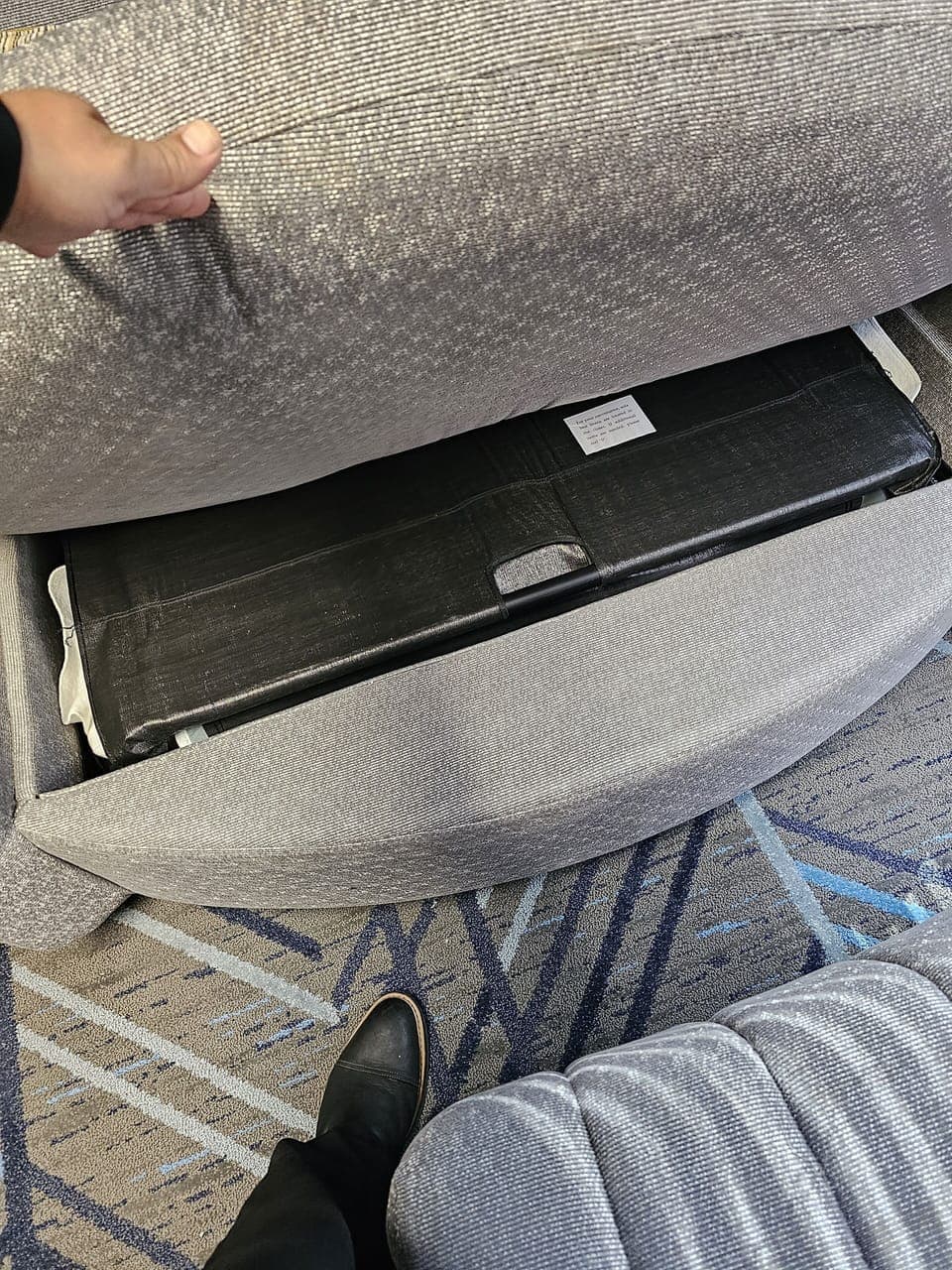 Pull out sofa bed. Sheets in wardrobe