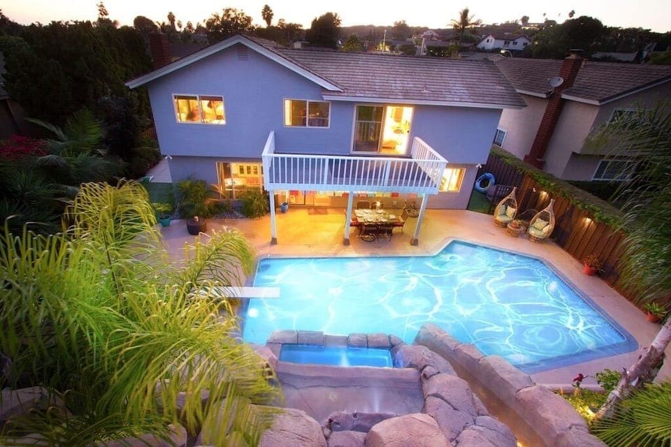 Back of the house from the fire pit up top