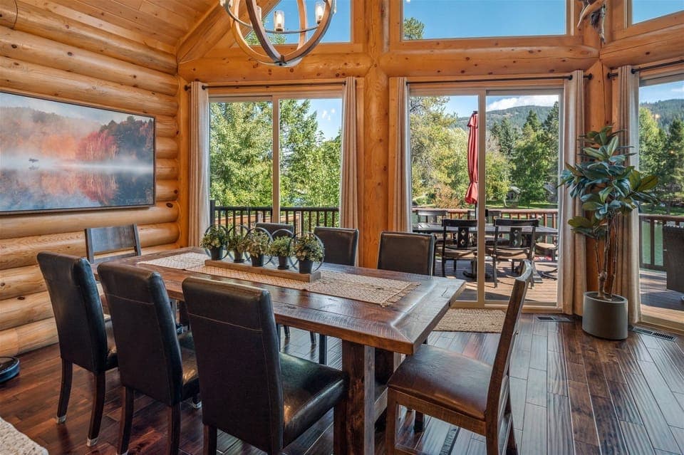 Dining room views with additional seating outside.