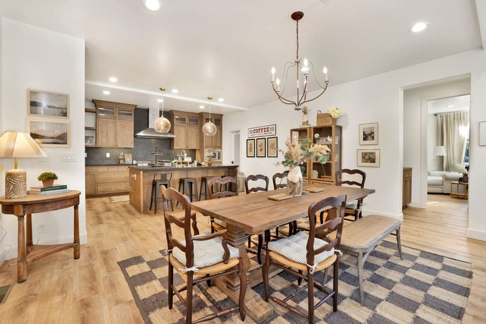 Inviting dining area designed for comfort and connection. The space feels open and airy, with a warm atmosphere that makes everyday meals and special gatherings equally enjoyable.