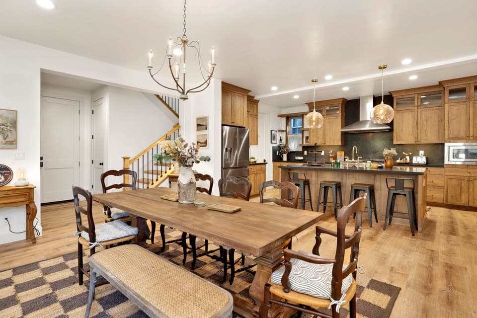 Inviting dining area designed for comfort and connection. The space feels open and airy, with a warm atmosphere that makes everyday meals and special gatherings equally enjoyable.