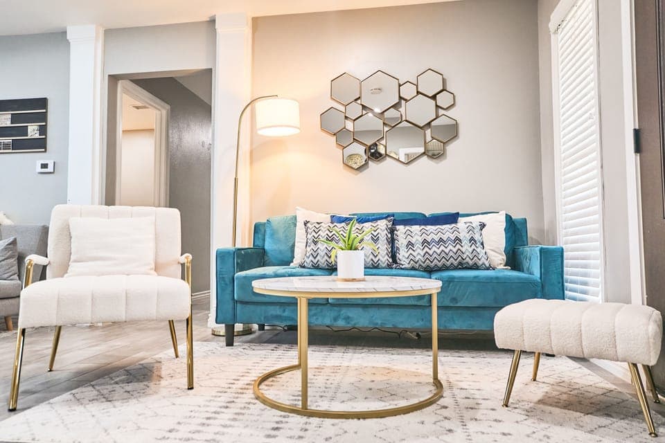 Cozy living room perfect for movie nights or catching up with loved ones