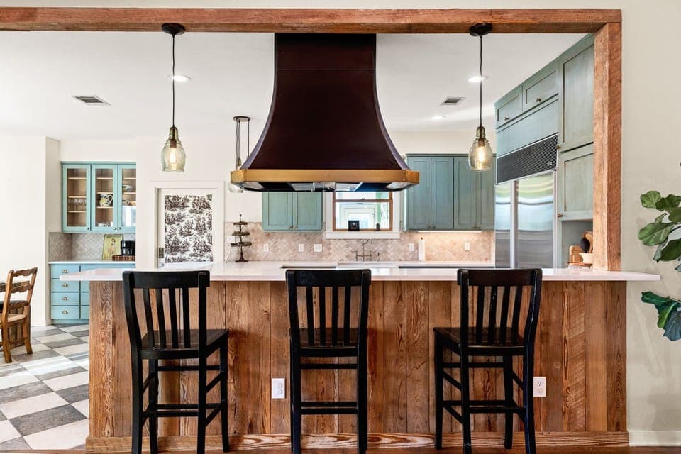 Barstool seating to watch the chef cook